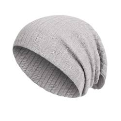 SERIMANEA Mütze Herren Mütze Damen - 100% Merinowolle - Beanie Herren - Slouch Beanie Wollmütze Herren - Mütze Grau Herren von SERIMANEA