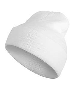 SERIMANEA Mütze Weiß Herren - Strick Beanie aus 100% Acryl für Herren. Warme, Weiche und Bequeme Kopfbedeckung für kalte Tage im Herbst und Winter - Einheitsgröße. von SERIMANEA