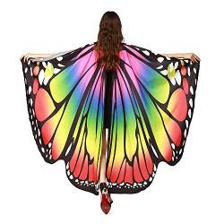 SERWOO Damen Schmetterling Kostüm Schmetterling Schal Flügel Tuch Schmetterlingsflügel Erwachsene Poncho Umhang für Party Weihnachten Kostüm Cosplay Karneval Fasching(168 * 135cm) von SERWOO