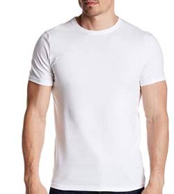 SES 2er Pack Herren Unterhemden mit Rundhalsausschnitt Weiß S/Basic Tshirt Herren aus 95% Baumwolle & 5% Elasthan/enganliegendes Herren T-Shirt & Business Unterhemd Herren weiß Kurzarm von SES