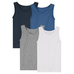 SES 4er Pack Unterhemden Jungen in 4 Farben 104 / Unterhemden für Jungen aus Baumwolle/ärmelloses Unterhemd Kinder/blau & graues Achselshirt Jungen von SES