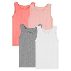 SES 4er Pack Unterhemden Mädchen aus 100% Baumwolle in 4 Farben 104 / Bequeme Unterhemden für Mädchen/rosa & graue Unterhemd Kinder/Kinder Unterhemden Mädchen von SES