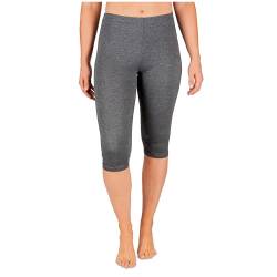 SES Capri Leggings Damen Anthrazit meliert (32/34) aus Baumwolle/blickdichte Damen Capri-Leggings/elastische Damen Leggins 3/4 lang Baumwolle/Damen Capri Leggings mit Perfekter Passform von SES