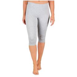 SES Capri Leggings Damen Grau meliert (32/34) aus Baumwolle/blickdichte Damen Capri-Leggings/elastische Damen Leggins 3/4 lang Baumwolle/Damen Capri Leggings mit Perfekter Passform von SES