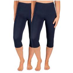 SES Capri Leggings Damen Navy Blue (32/34) 2er Pack aus Baumwolle/blickdichte Damen Capri-Leggings/elastische Damen Leggins 3/4 lang Baumwolle/Damen Capri Leggings mit Perfekter Passform von SES