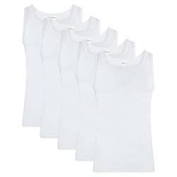 SES Doppelripp Unterhemd Herren 5er Pack Weiß XL/figurbetontes Tank Top Herren aus 100% Baumwolle/Herren Unterhemden mit körpernaher Passform von SES