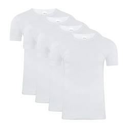 SES Doppelripp Unterhemd Herren Weiß S 4er Pack/Kurzarm Herren Unterhemden Weiss / 100% Baumwoll Unterhemd Herren als Unterhemd Doppelripp Herren oder Basic Tshirt Herren von SES