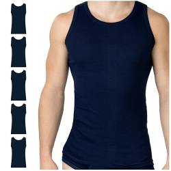 SES Feinripp Unterhemd Herren 5er Pack Marine L/figurbetontes Tank Top Herren aus 100% Baumwolle/Herren Unterhemden mit körpernaher Passform von SES