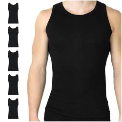 SES Feinripp Unterhemd Herren 5er Pack Schwarz 4XL / figurbetontes Tank Top Herren aus 100% Baumwolle/Herren Unterhemden mit körpernaher Passform von SES