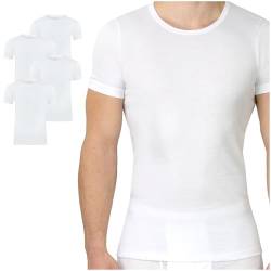 SES Feinripp Unterhemd Herren Weiß L 4er Pack/Kurzarm Herren Unterhemden Weiss / 100% Baumwoll Unterhemd Herren als Unterhemd Herren Feinripp oder Basic Tshirt Herren von SES
