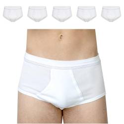 SES Feinripp Unterhosen Herren weiß 5er Pack aus 100% Baumwolle L/kochfeste Herren Unterhosen mit Eingriff und Weichbund/Unterhosen Männer aus hochwertigem Feinripp von SES