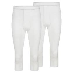SES Herren 3/4-lange Unterhose 2er Pack mit Eingriff und Weichbund aus 100% Baumwolle, weiß (S) von SES