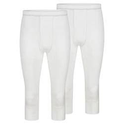 SES Herren 3/4-lange Unterhose 2er Pack mit Eingriff und Weichbund aus 100% Baumwolle, weiß (XXL) von SES