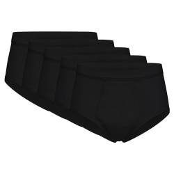 SES Herren Unterhosen Slip 5er Pack Feinripp mit Eingriff und Weichbund aus 100% Baumwolle, schwarz (3XL) von SES