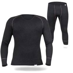 SES Thermounterwäsche Herren Set 3/4 lang L Anthrazit aus 75% Baumwolle & 25% Polyester/atmungsaktive Thermounterwäsche mit Eingriff für Herren/Thermo Unterwäsche für Wärme & Komfort von SES