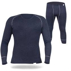 SES Thermounterwäsche Herren Set 3/4 lang M Marine aus 75% Baumwolle & 25% Polyester/atmungsaktive & langlebige Thermounterwäsche mit Eingriff für Herren/Thermo Unterwäsche für Wärme & Komfort von SES