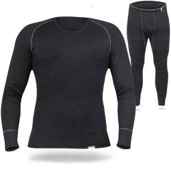 SES Thermounterwäsche Herren Set 3XL Anthrazit aus 75% Baumwolle und 25% Polyester/atmungsaktive & langlebige Thermounterwäsche Für Herren/Thermo Unterwäsche Männer Winter für Wärme und Komfort von SES