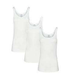 SES Unterhemden Damen 3er-Pack 34 Weiß aus 100% Baumwolle/Unterhemd Damen mit weicher Feinripp-Qualität/Unterhemd en Damen Baumwolle als Basic Tops oder Tank Top Damen von SES