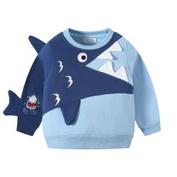SEVEN BB Baby Jungen Sweatshirt Unisex Pullover für Kinder Dünne Leichte Baumwolle Kleidung Kleinkind Krokodil Blau Weihnachts Warme Activewear Oberteil 5 Jahre Gr.110 von SEVEN BB