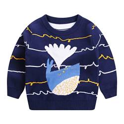 SEVEN BB Pullover Jungen Weihnachten Strickpullover Kinder Langarm Rundhals Ausschnitt Sweater Winter Baby Warm Wal Strickpulli 104, Navy Blau von SEVEN BB