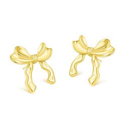 Bow Ohrringe Schleifen Ohrringe Gold 14K Band Ohrstecker für Damen Kleine Schleife Ohrringe von SEVENWELL