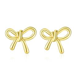 Bow Schleife Ohrringe Gold Ohrringe Kleine Schleifenohrringe für Damen 14K Gold Schleifen ohrstecker von SEVENWELL
