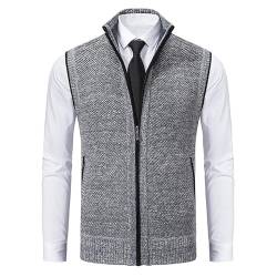 SEVSO Herren-Fleeceweste, leichte warme Herren-Fleeceweste mit Reißverschluss,ärmellose Reisejacke mit Stehkragen für den Winter (XXL,Grey) von SEVSO