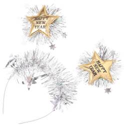 SEWACC Frohes Neues Jahr Stirnband Stern Kopf Boppers Silvester Party Stirnbänder 2024 Glitzer Haarband Urlaub Kopfbedeckung Dekoration Geschenke von SEWACC
