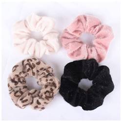 Stirnband Damen 4 STÜCK/Set Korea Samt Scrunchie Gummi Elastic Hair Bands Feste Frauen Mädchen Stirnband Pferdeschwanzhalter Krawatten Seil Haarschmuck Stirnband (Size : Fuax Fur A) von SEvso