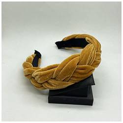 Stirnband Damen Bohemia Braid Samt Stirnband Niemand Design Twist Wide Haarbänder Mädchen Haarfassung Zubehör Frauen Feste Winter Kopfband Stirnband (Size : Thicken Orange) von SEvso