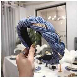 Stirnband Damen Mode Frauen Haarband Kreuz Knoten Zopf Stirnband Erwachsene Herbst Winter Kopfbekleidung Breitseite Turban Haarschmuck Stirnband (Size : Blue hairband) von SEvso