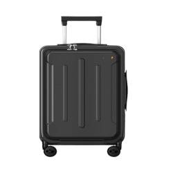 Reisekoffer 20-Zoll-Front-Flip-Koffer, Multifunktionaler Trolley-Koffer for Herren Und Damen, Merchant Boarding-Koffer Trolley (Color : Black, Size : 20in) von SFYYML