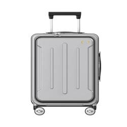 Reisekoffer 20-Zoll-Front-Flip-Koffer, Multifunktionaler Trolley-Koffer for Herren Und Damen, Merchant Boarding-Koffer Trolley (Color : Gray, Size : 20in) von SFYYML