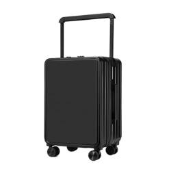 Reisekoffer Doppelt vorne in der Mitte breiter Trolley-Koffer for Damen und Herren, Passwort-Koffer, Business-Boarding-Koffer Trolley (Color : Black, Size : 20in) von SFYYML