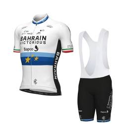 SGCIKER 2022 Herren Pro Team Bahrain Europe Tour Radtrikot Set, Kurzarm Fahrrad bekleidung Lätzchen Kurzsets Gel Pad（L von SGCIKER