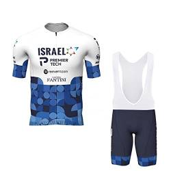 SGCIKER 2022 Herren Pro Team Israel Cycling Radtrikot Set, Kurzarm Fahrrad bekleidung Lätzchen Kurzsets Gel Pad（4XL von SGCIKER