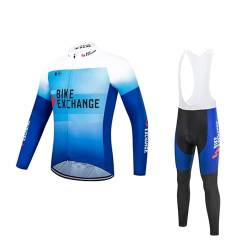 SGCIKER 2022 Team BIKE EXCHANGE Lange Ärmel Radtrikot Set, Herren Dünne Sonnenschutz Atmungsaktive MTB-Fahrradbekleidung Fahrrad Shirt Bike Clothing Gel Pad (L) von SGCIKER