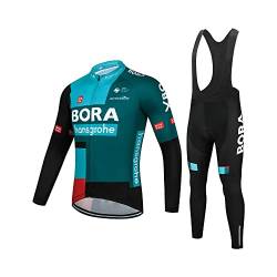 SGCIKER 2022 Team BORA Lange Ärmel Radtrikot Set, Herren Dünne Sonnenschutz Atmungsaktive MTB-Fahrradbekleidung Fahrrad Shirt Bike Clothing Gel Pad (4XL) von SGCIKER