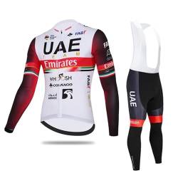 SGCIKER 2022 Team UAE Winter-Thermo-Fleece-Radtrikot-Set, Langarm-Wärmer für Herren, Fahrradhemd, MTB-Fahrradbekleidung, Trägerhose, Kits, 9D-Gelpolster (M) von SGCIKER