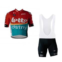 SGCIKER 2023 Herren Pro team Lotto Dstny Radtrikot Set, Kurzarm Fahrrad bekleidung Lätzchen Kurzsets Gel Pad（XL von SGCIKER