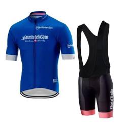 SGCIKER Italien Tour Team Blau Radfahren Trikot Set für Männer, Sommer Kurzarm-Radfahren Shirt MTB Bike Kleidung Bib Short Kits 9D Gel Pad (2XL) von SGCIKER