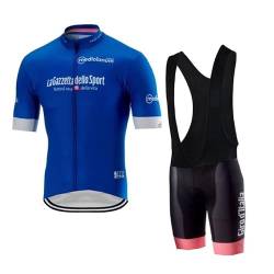 SGCIKER Italien Tour Team Blau Radfahren Trikot Set für Männer, Sommer Kurzarm-Radfahren Shirt MTB Bike Kleidung Bib Short Kits 9D Gel Pad (L) von SGCIKER
