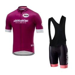 SGCIKER Italien Tour Team Lila Radfahren Trikot Set für Männer, Sommer Kurzarm-Radfahren Shirt MTB Bike Kleidung Bib Short Kits 9D Gel Pad (XL) von SGCIKER