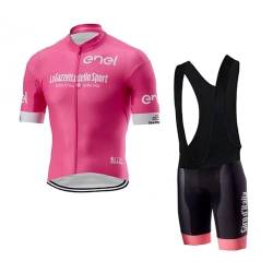 SGCIKER Italien Tour Team Rosa Radfahren Trikot Set für Männer, Sommer Kurzarm-Radfahren Shirt MTB Bike Kleidung Bib Short Kits 9D Gel Pad (S) von SGCIKER