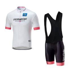 SGCIKER Italien Tour Team Weißes Radtrikot Set für Männer, Sommer Kurzarm-Radtrikot MTB-Bike-Bekleidung Bib Short Kits 9D Gel Pad (L) von SGCIKER