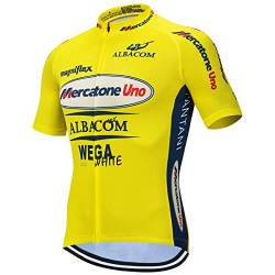 SGCIKER Marco Pantani Gelb Pro Team Retro Mercatone Uno Radtrikot Für Männer, Sommer Kurzarm Atmungsaktive MTB Fahrrad Kleidung Fahrradtrikot (2XL) von SGCIKER