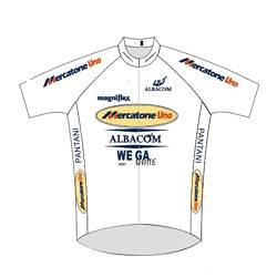 SGCIKER Marco Pantani weiß Pro Team Retro Mercatone Uno Radtrikot Für Männer, Sommer Kurzarm Atmungsaktive MTB Fahrrad Kleidung Fahrradtrikot (L) von SGCIKER