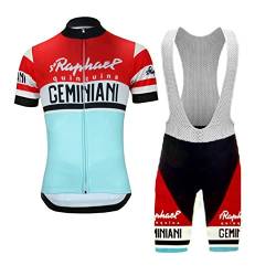 SGCIKER Retro Pro Team ST RAPHAEL QUINQUINA GEMINIANI Radtrikot Set for Herren, Kurzarm Fahrrad bekleidung Lätzchen Kurzsets Gel Pad（L von SGCIKER