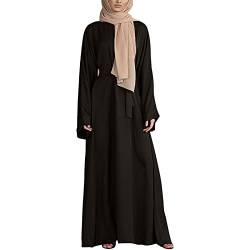 SGFY Abaya Muslim Damen Gebetskleidung Muslimische Kleider Langarm Arabisch Robe Ramadan Lang Gebetskleid Lose Robe Einfaches Einfarbiges Kleid mit Rundhals(ohne Kapuze) von SGFY
