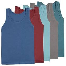 SGS 5er Pack Unterhemd Jungen Unterwäsche für Tanktop Jungen 152 Kinder 146-152 Einfarbig Grau Rot Blau von SGS